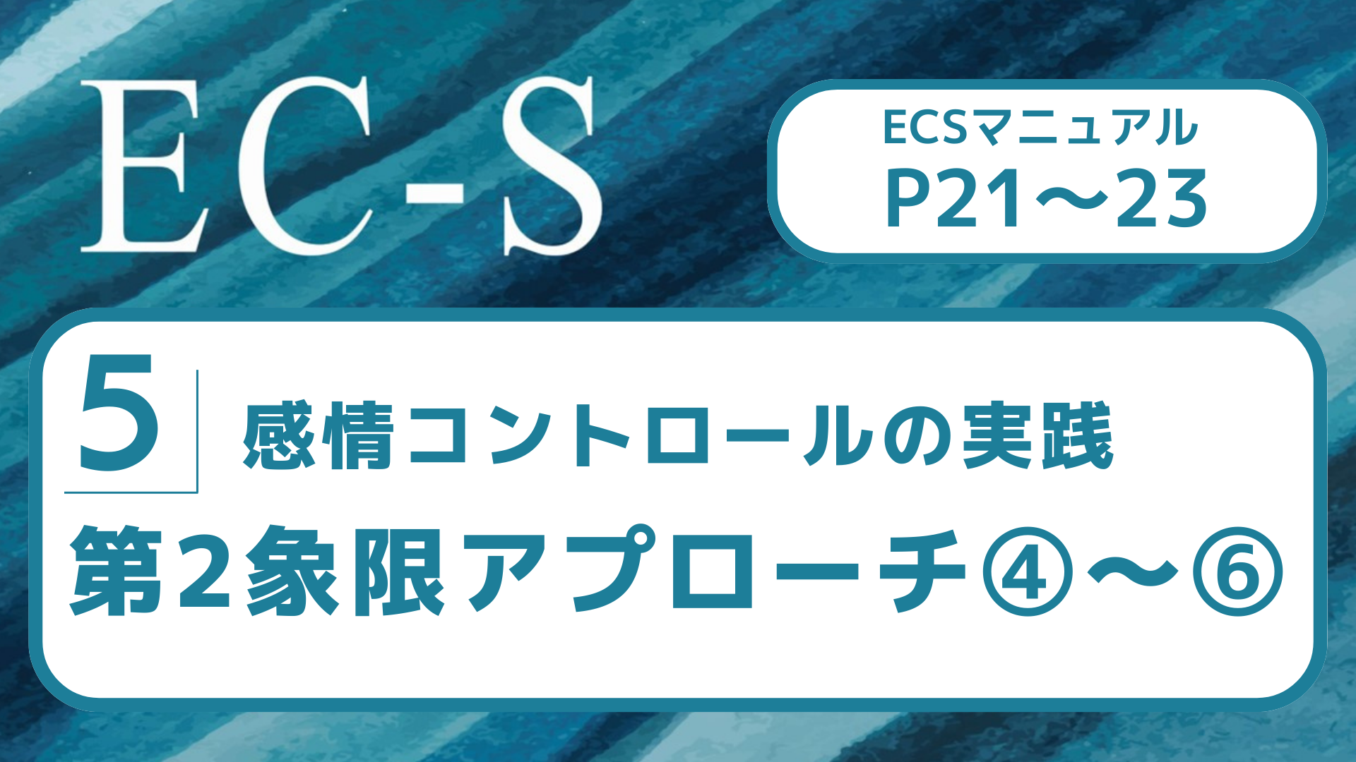 【５】感情コントロールの実践　第2象限アプローチ④～⑥（瞑想あり）