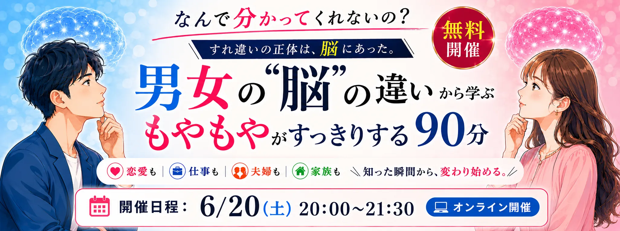男女の脳の違いから学ぶ もやもやがすっきりする90分